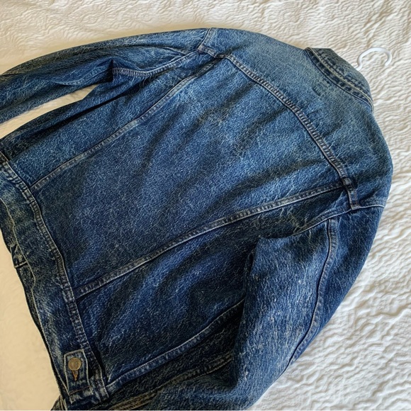Vintage 1980s Lee Riders Dark Rinse Acid Washed Jean Denim Jacket Sz L Unisex - Picture 8 of 16